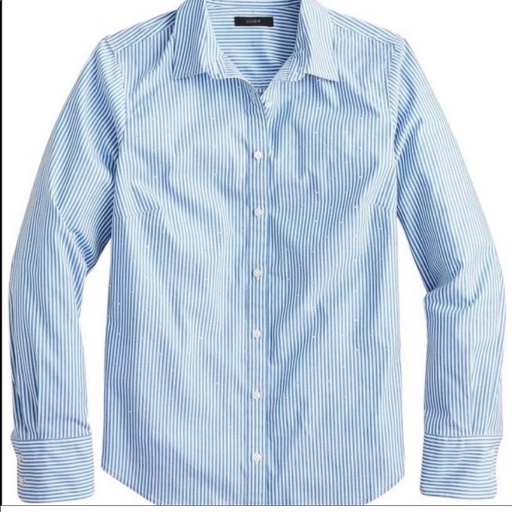 J crew perfect shirt embellished with rhinestones
